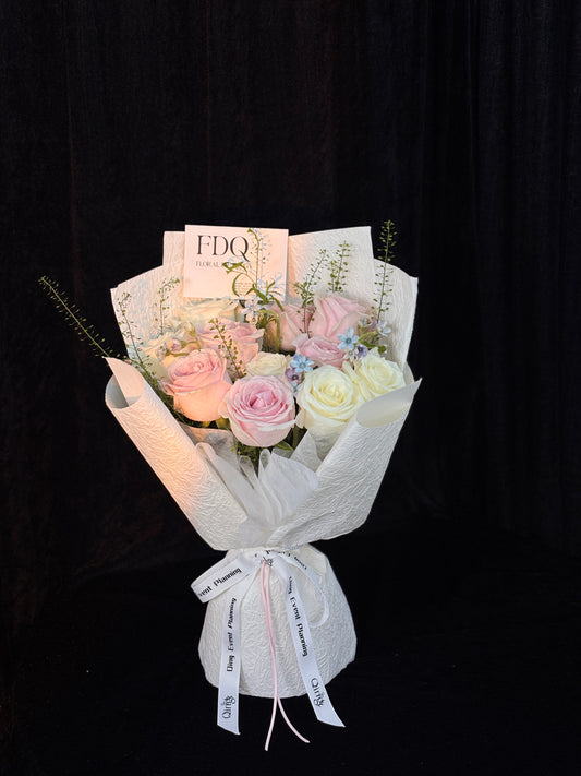 Lovely Pink & White Roses Bouquet (HB 07)