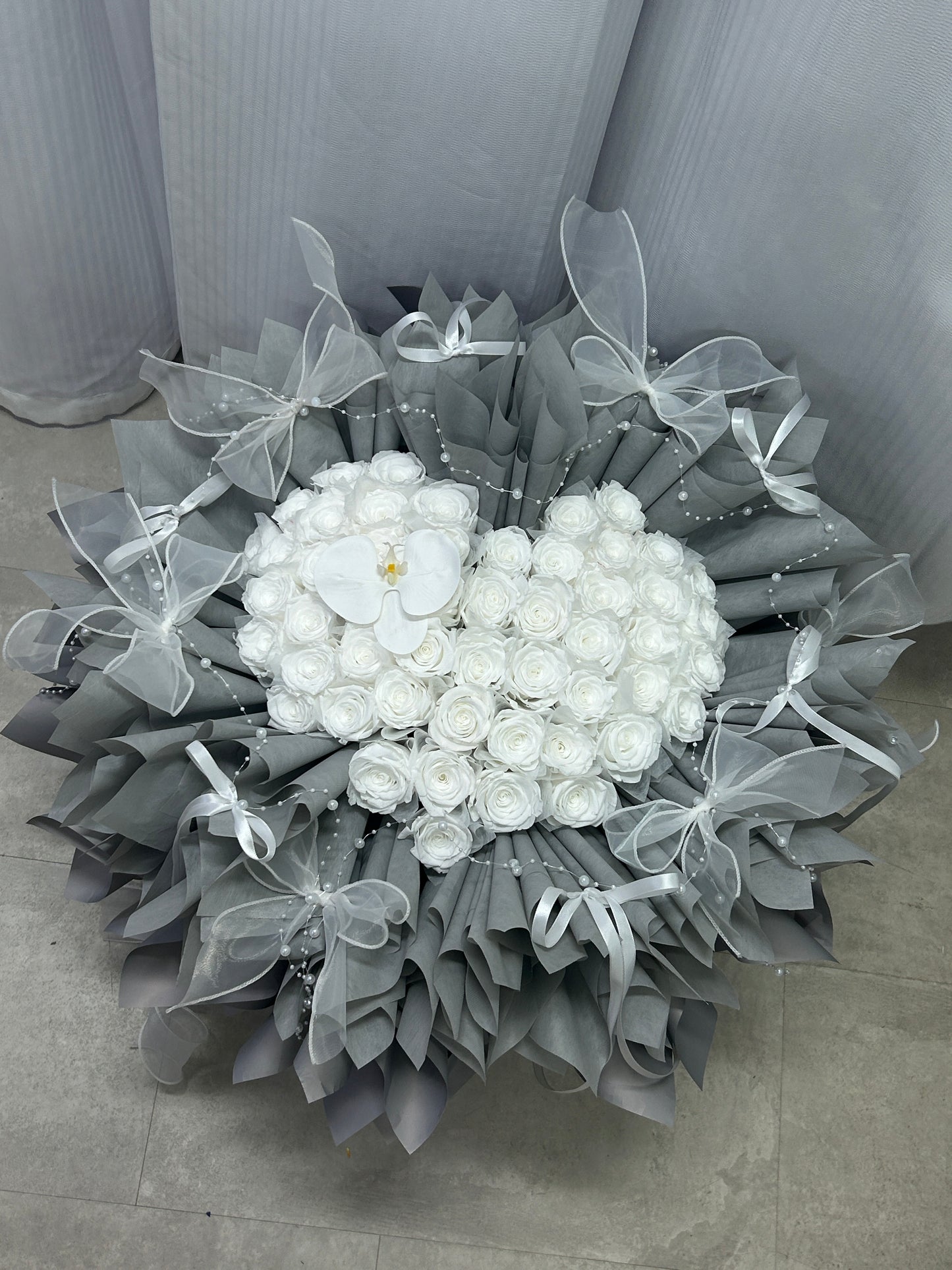 99 Premium White Preserved Roses