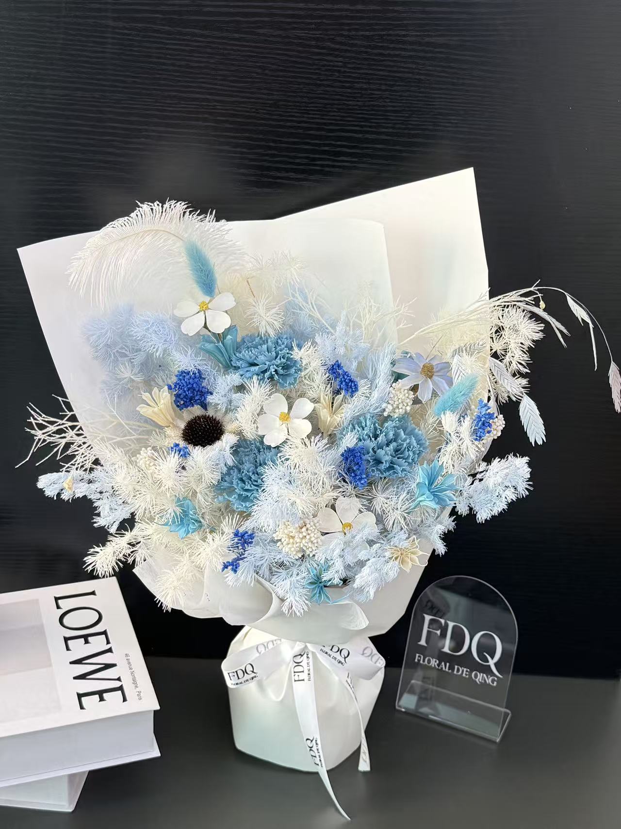 Blue Carnation Little Preserved Flowers