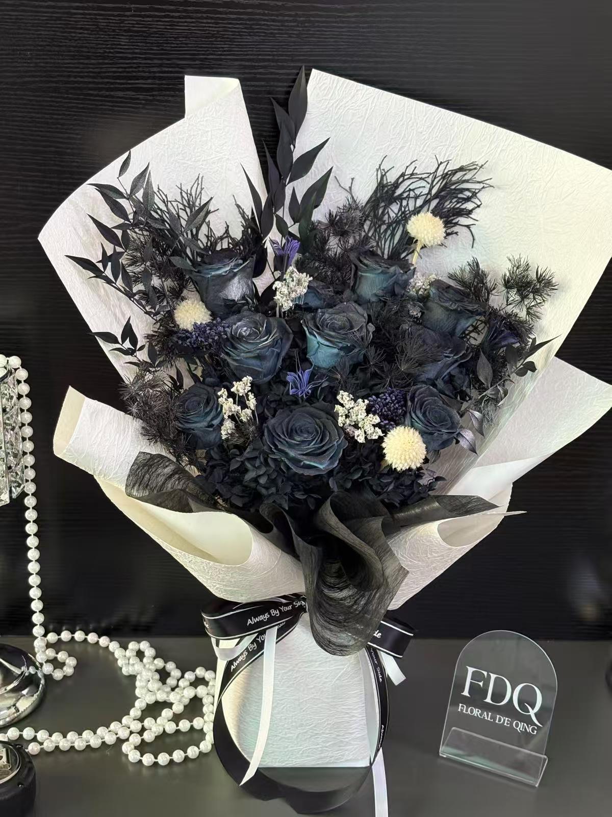 Blue Black Preserved Flowers