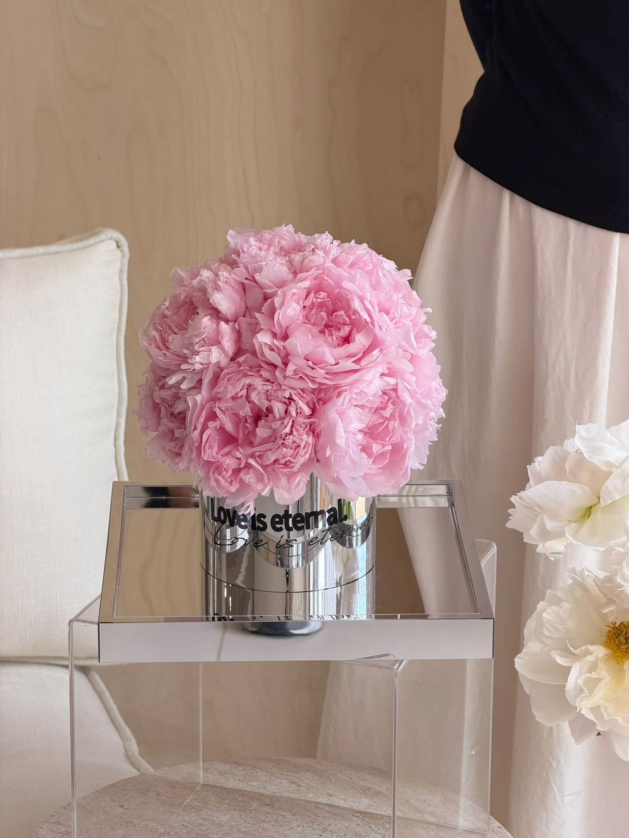 Preserved Peony Bucket Bouquet