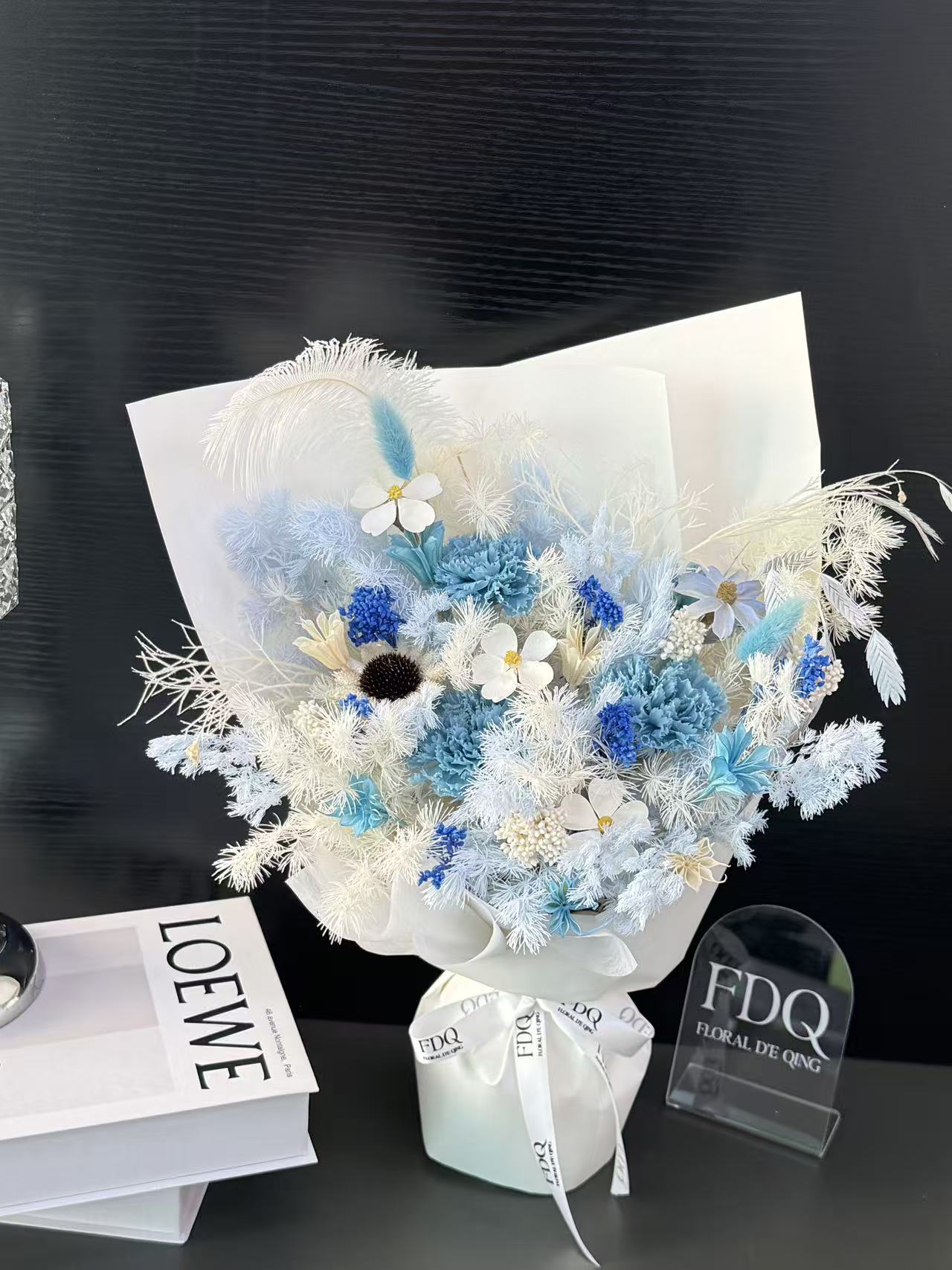 Blue Carnation Little Preserved Flowers