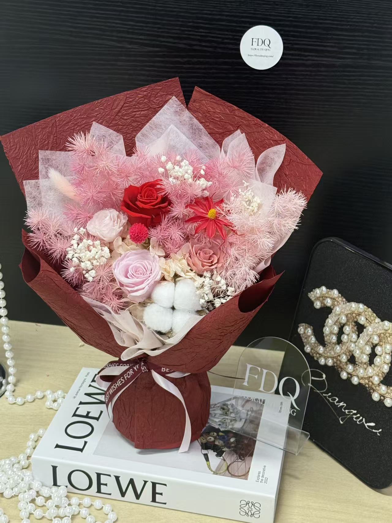 Red Pink White Little Preserved Flowers