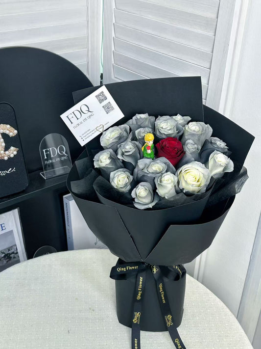 19-stem Black Knight Rose Bouquet (Little Prince Series)