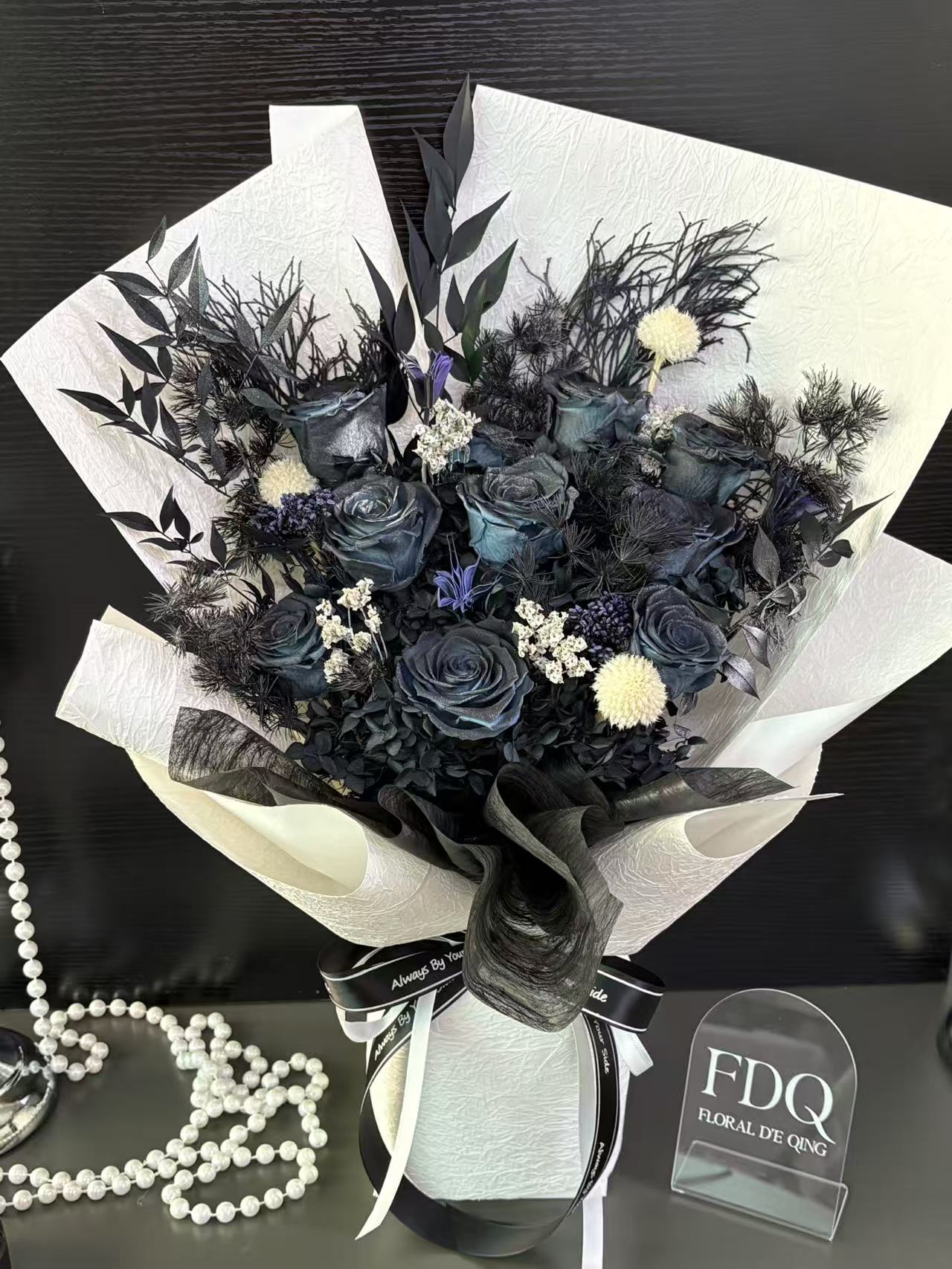 Blue Black Preserved Flowers