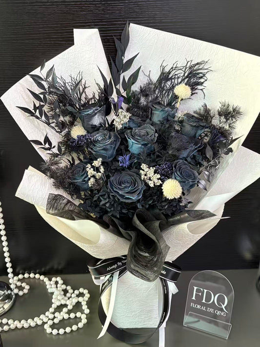 Blue Black Preserved Flowers