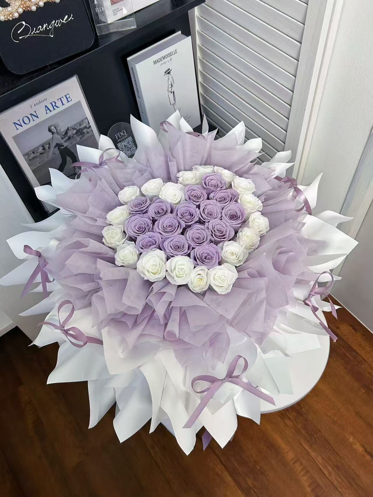 Lavender Whisper – Heart Preserved Rose Bouquet