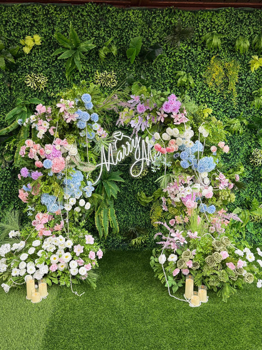 Pastel Blue & Green Floral Arch Decoration (FD 03)