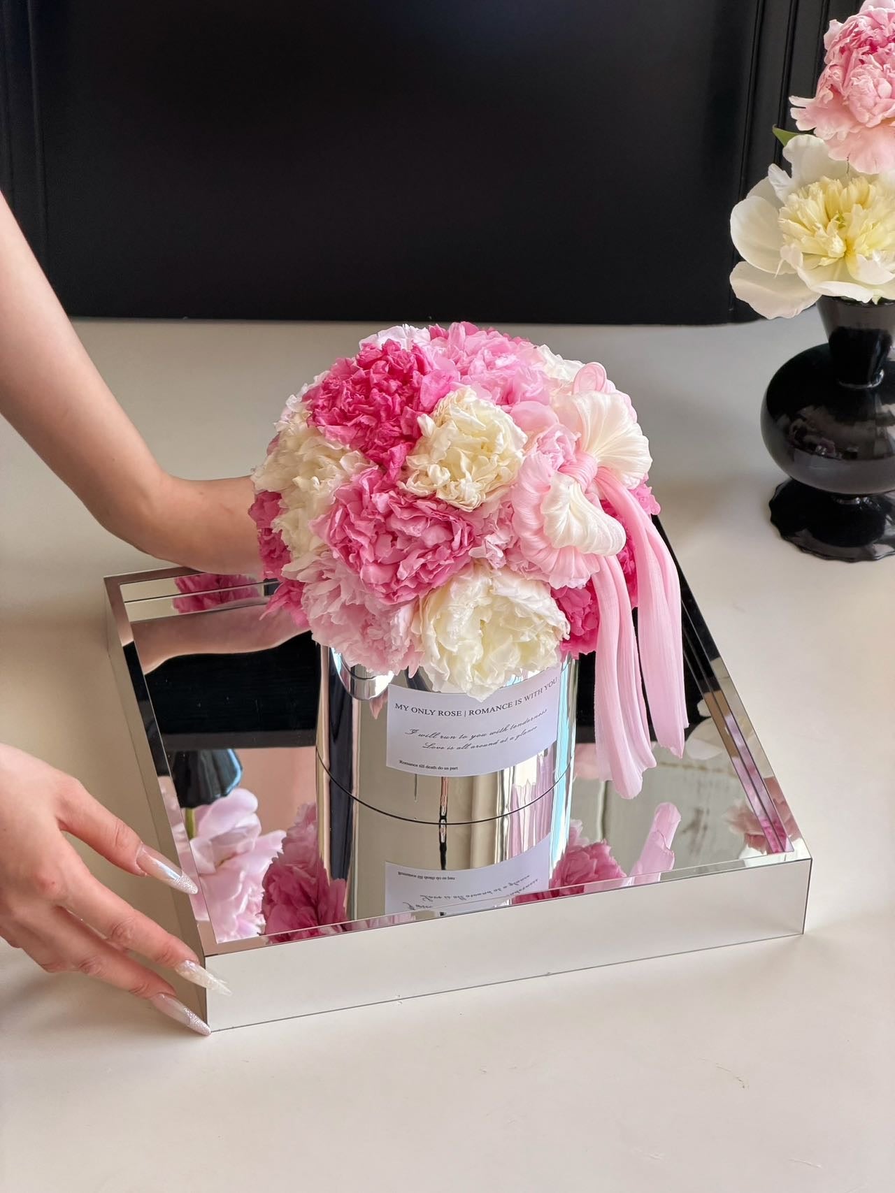 Preserved Peony Bucket Bouquet