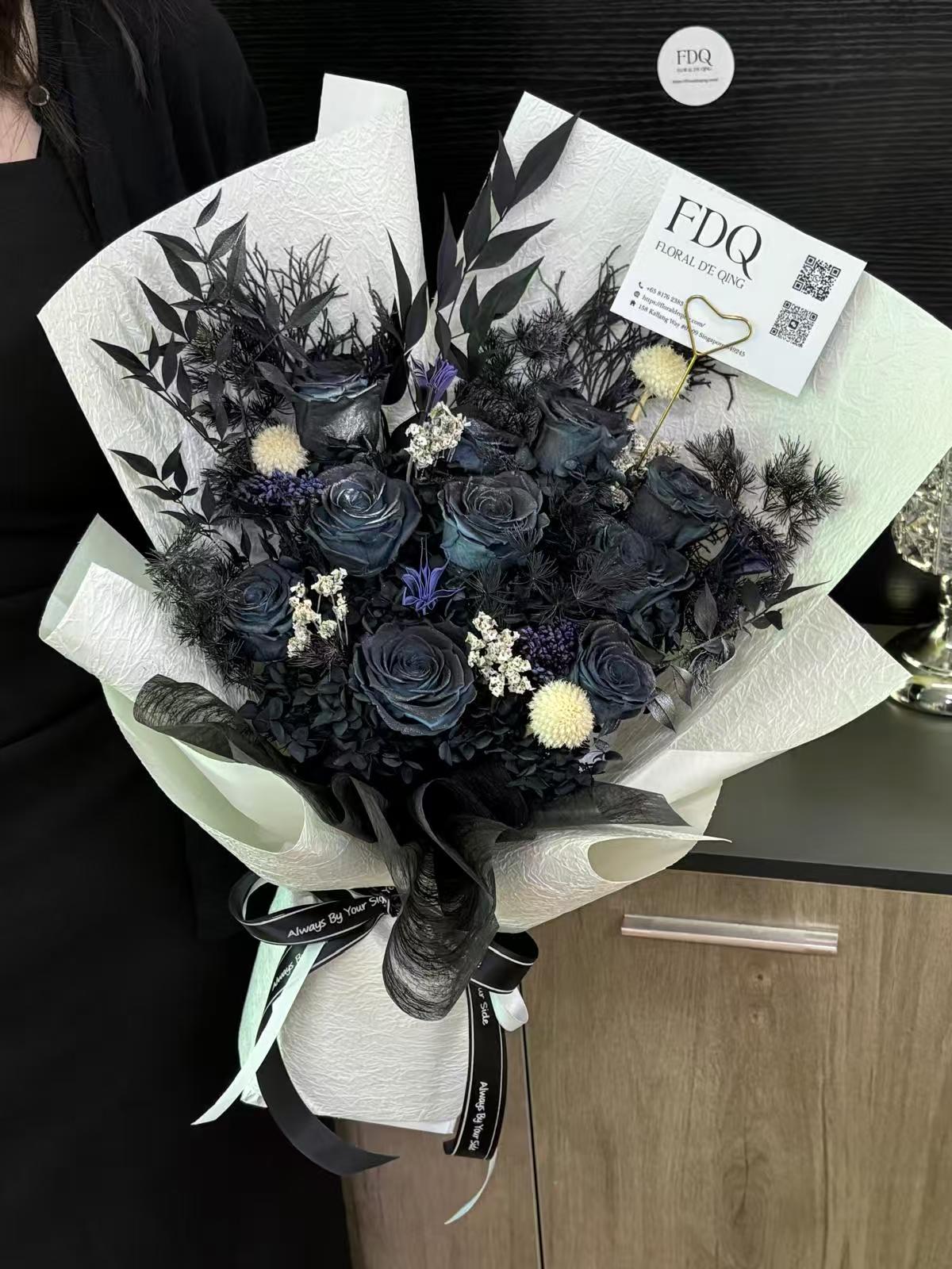 Blue Black Preserved Flowers